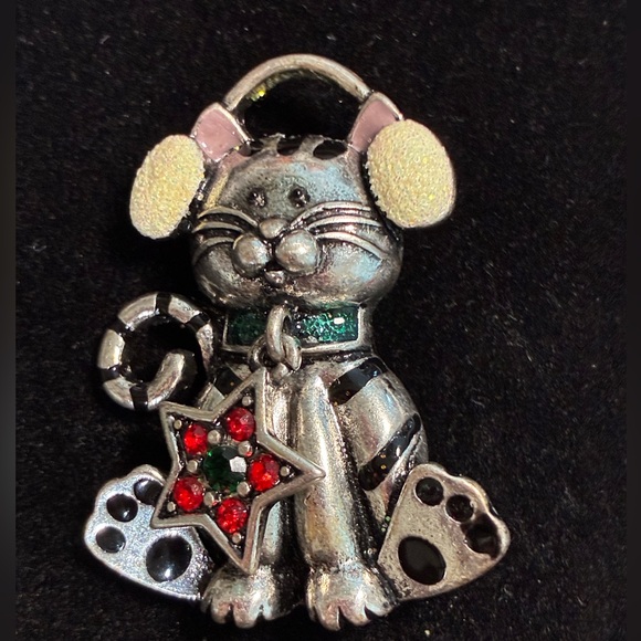 Vintage NWOT Cat In Earmuffs Brooch – 1990s - Picture 2 of 9